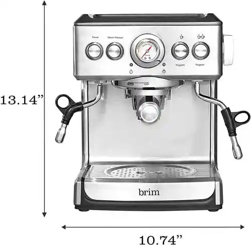 Best Buy: Brim Espresso Maker with 19 bars of pressure, Milk Frother and  Removable water tank Silver 50019